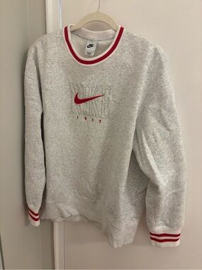 Nike Heather Gray Sweatshirt with Red Accents